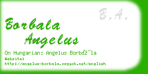 borbala angelus business card